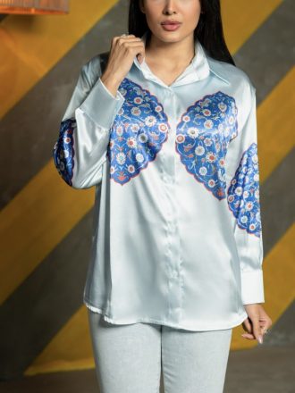 شومیز ساتن مجلسی طرحدار زنانه