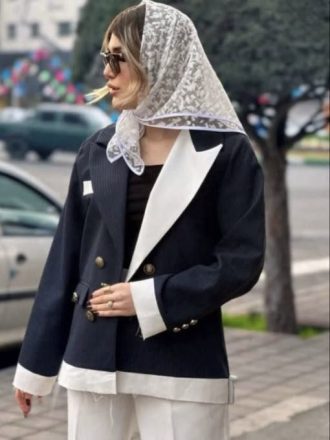 مانتو کتی دیپلمات زنانه یقه سفید